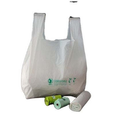 オーダーメイド ロゴ 家用 工業用 コンポスタブル Tシャツ PLA 食品スーパー用の生分解性ショッピングバッグ
